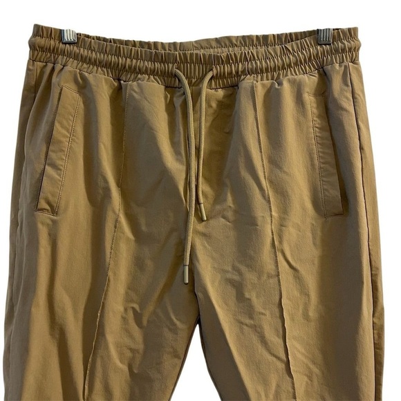 BoohooMAN Men's Beige Joggers Size M Elastic Waist Tapered Ankle Zip Pants - Picture 3 of 12